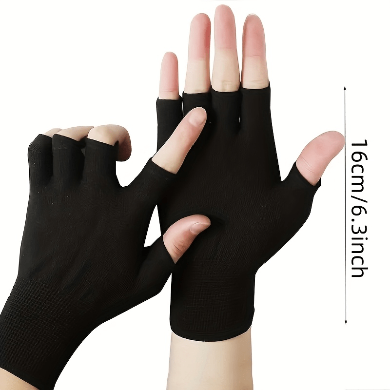 Black Knit Half Finger Gloves, - огляд і ціна Fingerless Glove Knit