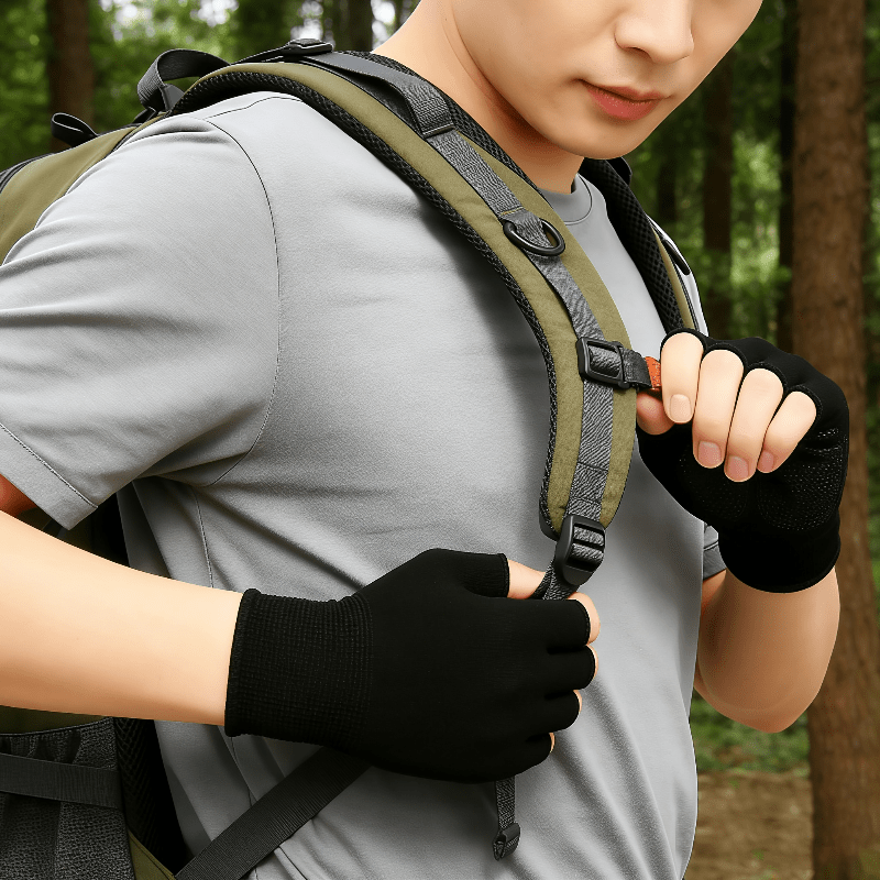 Black Knit Half Finger Gloves, - огляд і ціна Fingerless Glove Knit