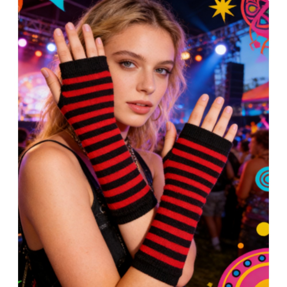 PESENAR Red  Black Striped Fin - огляд і ціна Fingerless Glove Knit