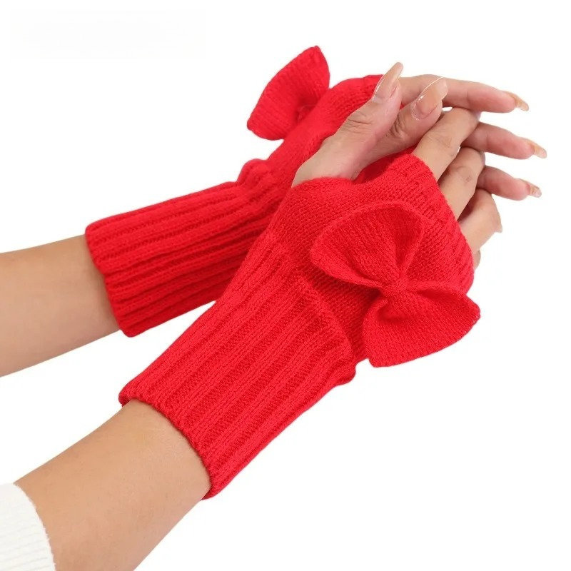 Knit Bow Fingerless Gloves – S - огляд і ціна Fingerless Glove Knit