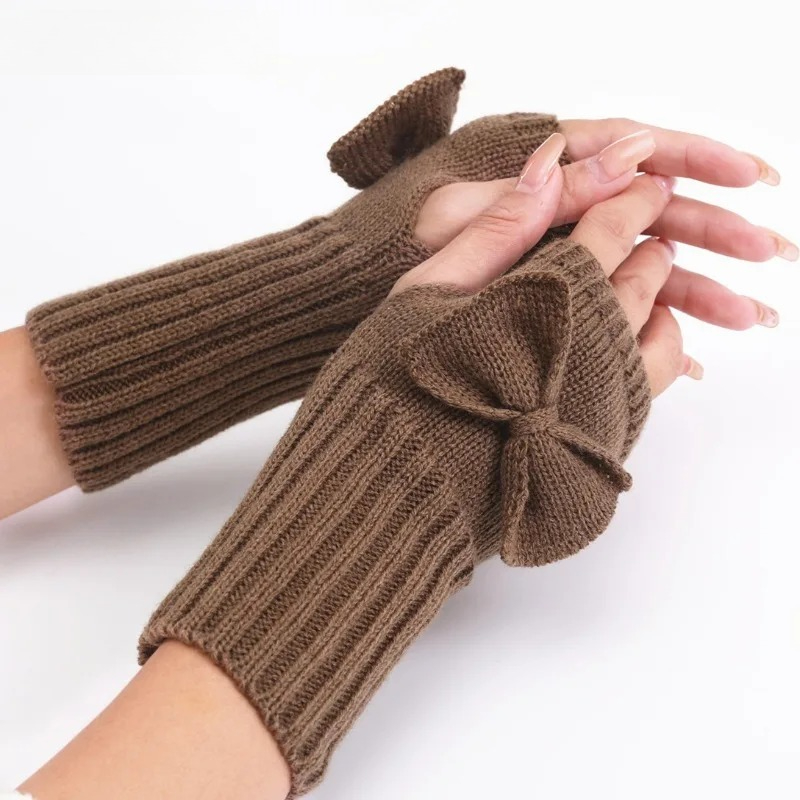 Knit Bow Fingerless Gloves – S - огляд і ціна Fingerless Glove Knit