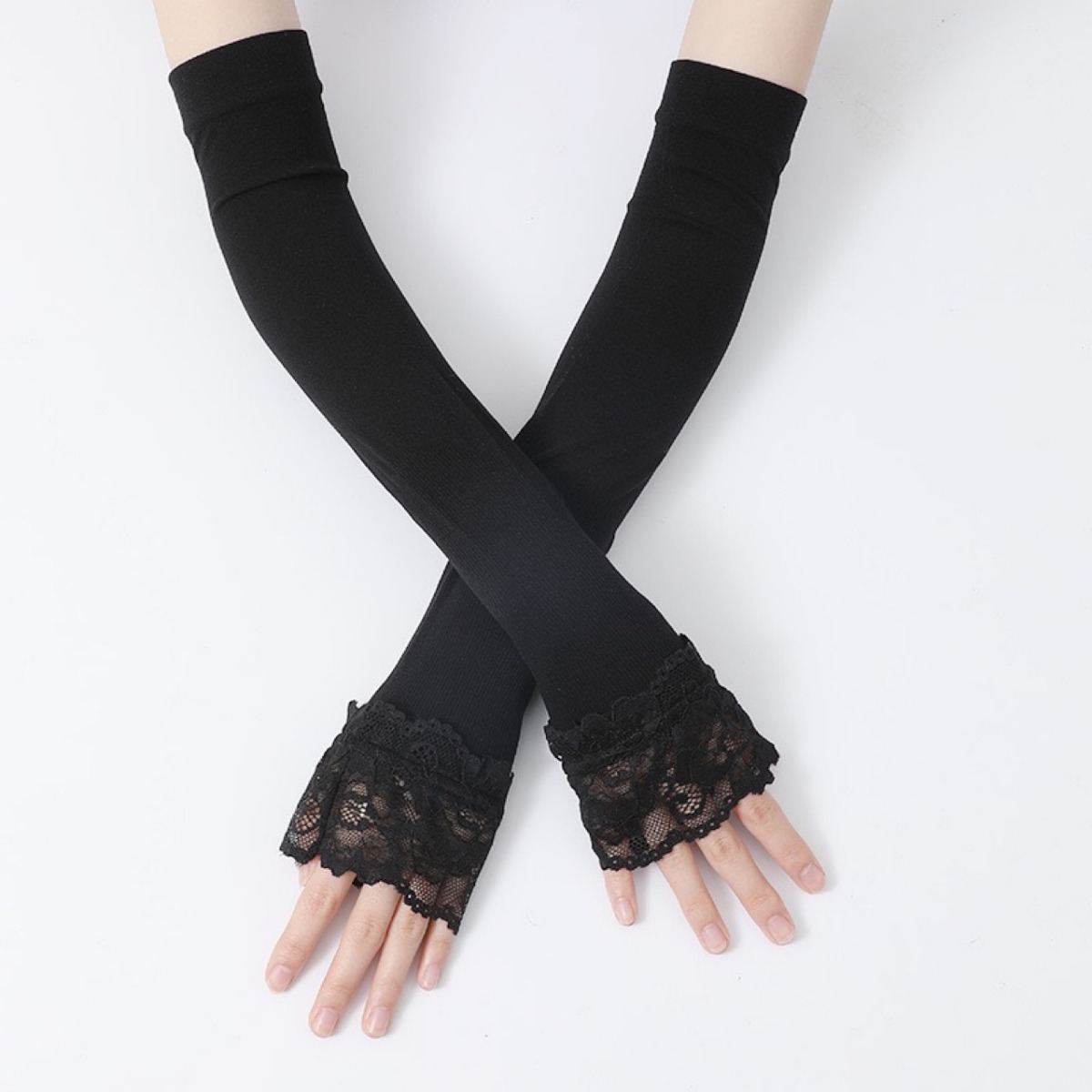 Women Long Elastic Arm Sleeve  - огляд і ціна Fingerless Glove Knit