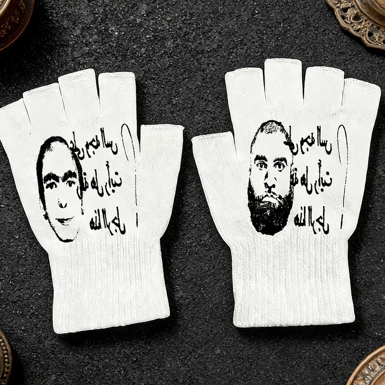 Y2K Retro Printed Fingerless G - огляд і ціна Fingerless Glove Knit