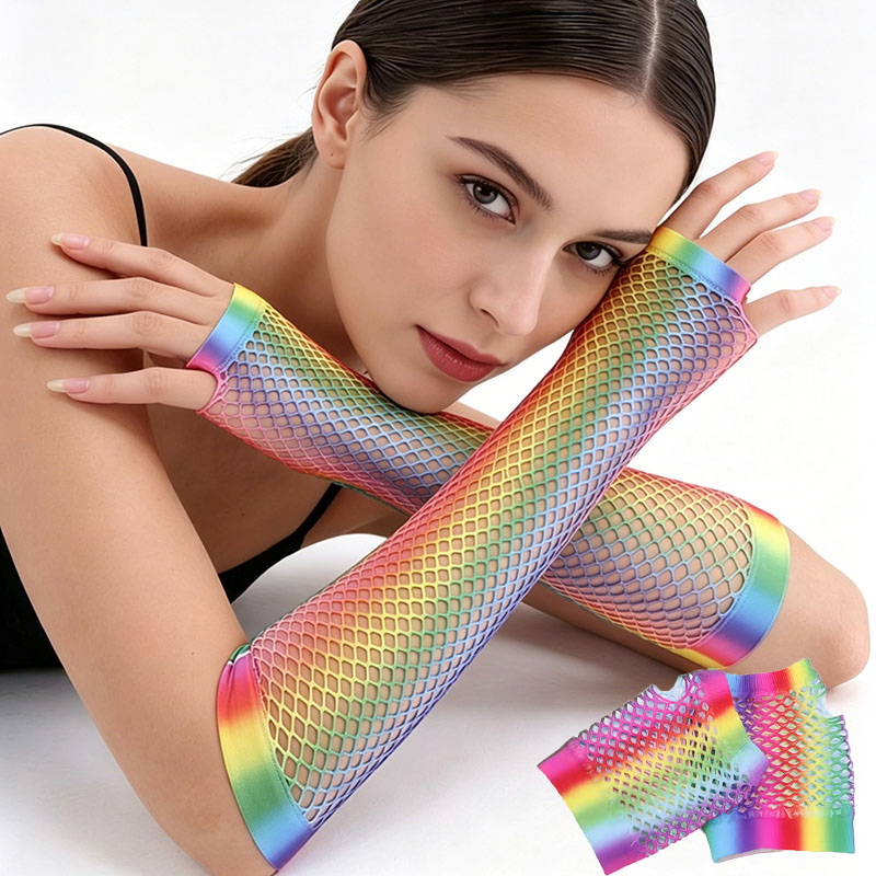 1 Pair Women Long Fishnet Net  - огляд і ціна Fingerless Glove Knit